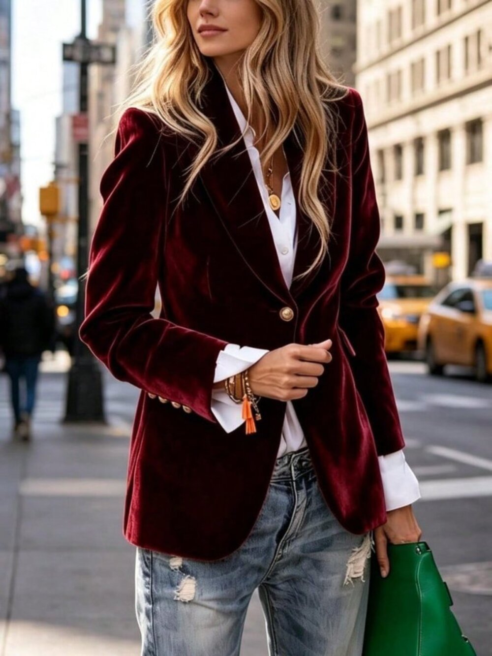 Burgundy Elegant,Casual Women's Velvet Elegant Slimming Small Suit Coat